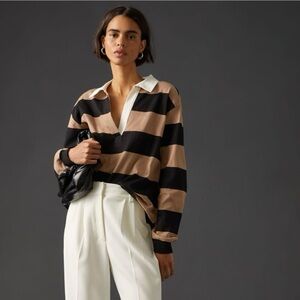 Good American Oversized Striped Rugby Shirt  Size S-M